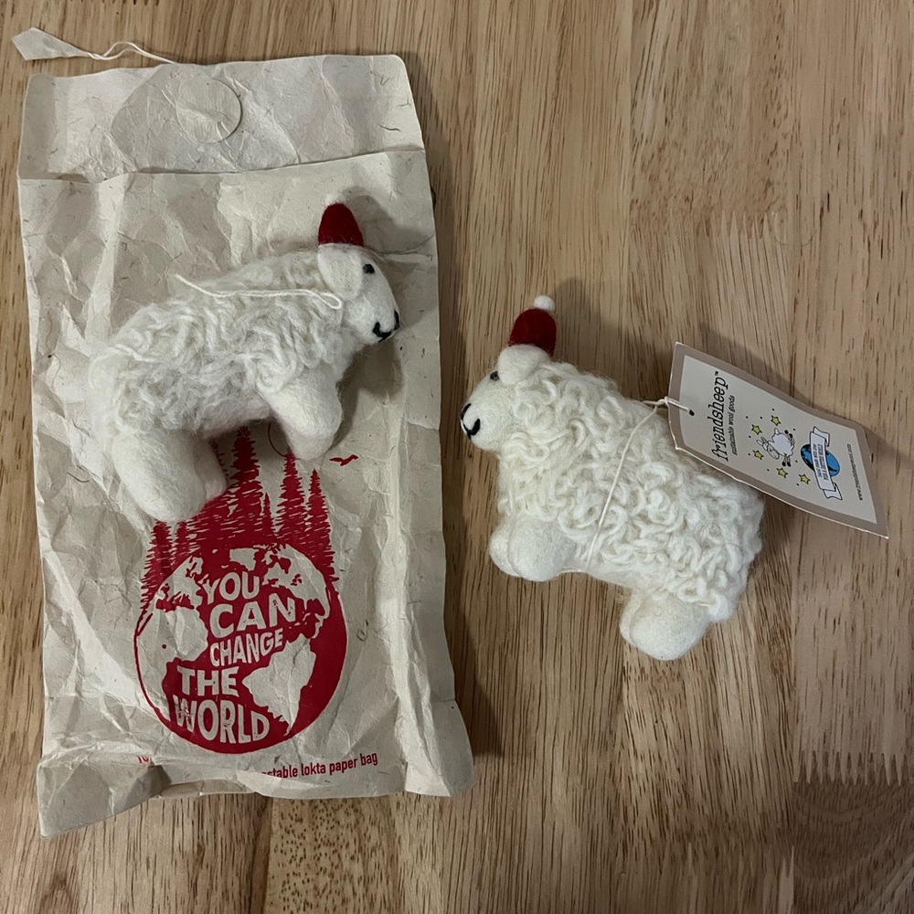 🐏 Sustainable wool sheep ornaments set of 2